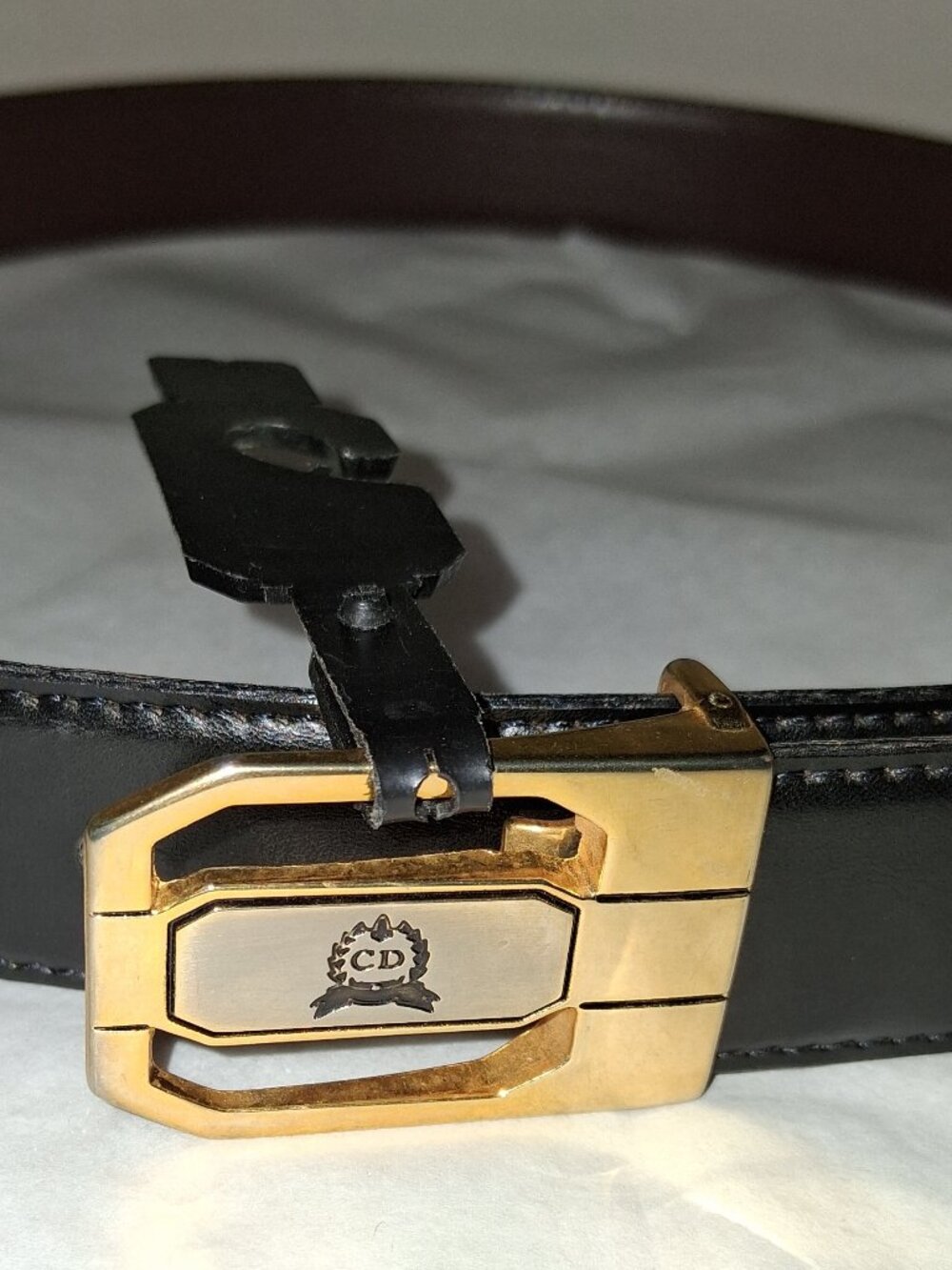 Vintage Christian Dior Black Leather Mens Belt